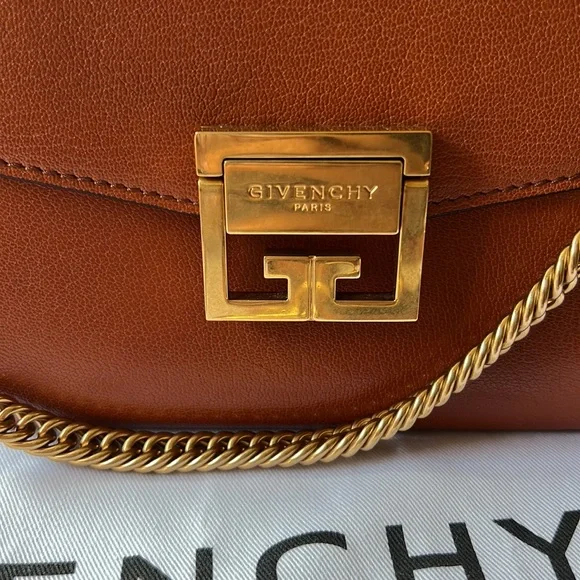 Givenchy Small GV3 Leather & Suede Crossbody Bag Chestnut - Picture 4 of 15